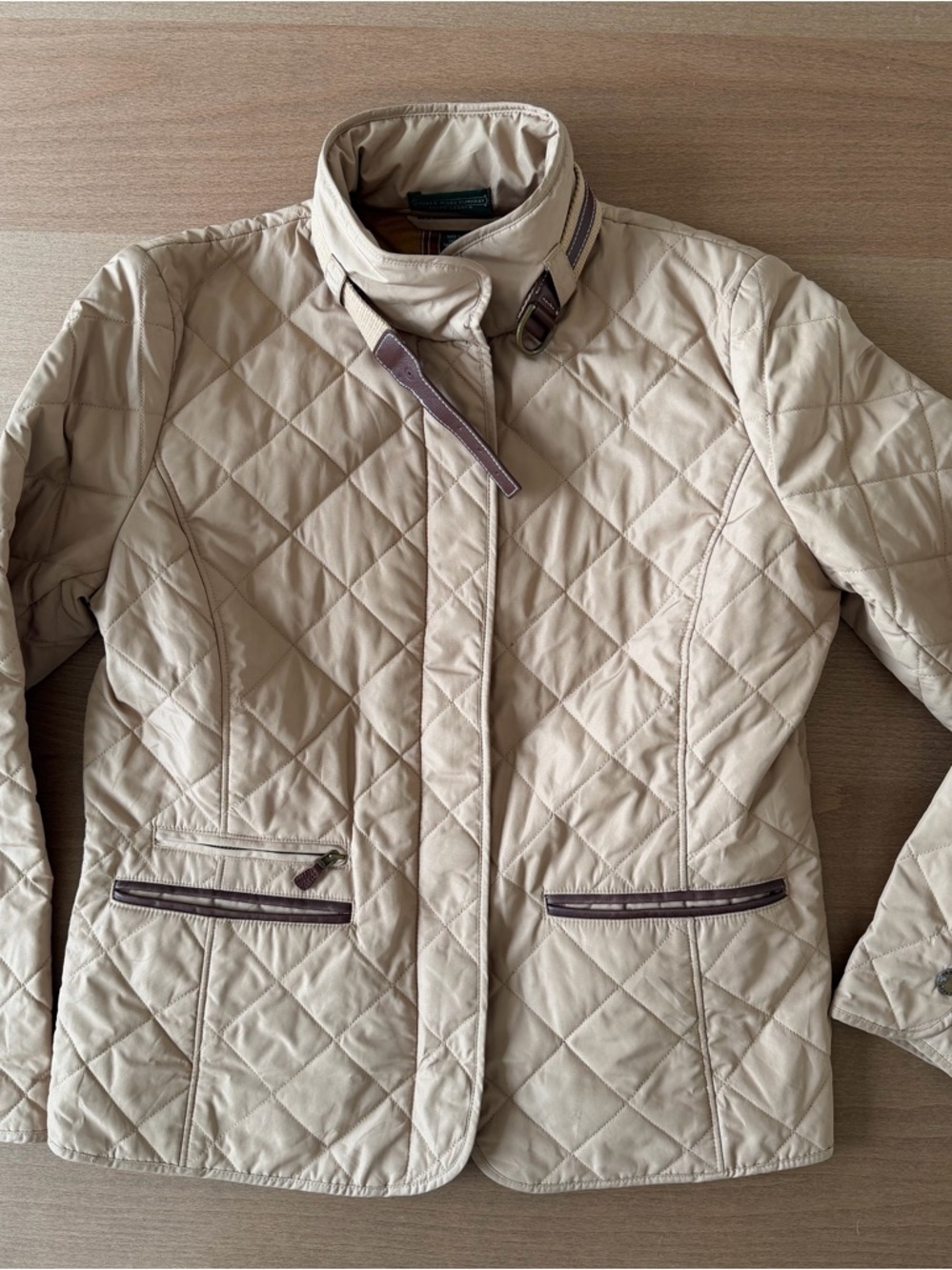 LAUREN JEANS CO. (Ralph Lauren) Classic Quilted Equestrian Womens Jacket - Beige